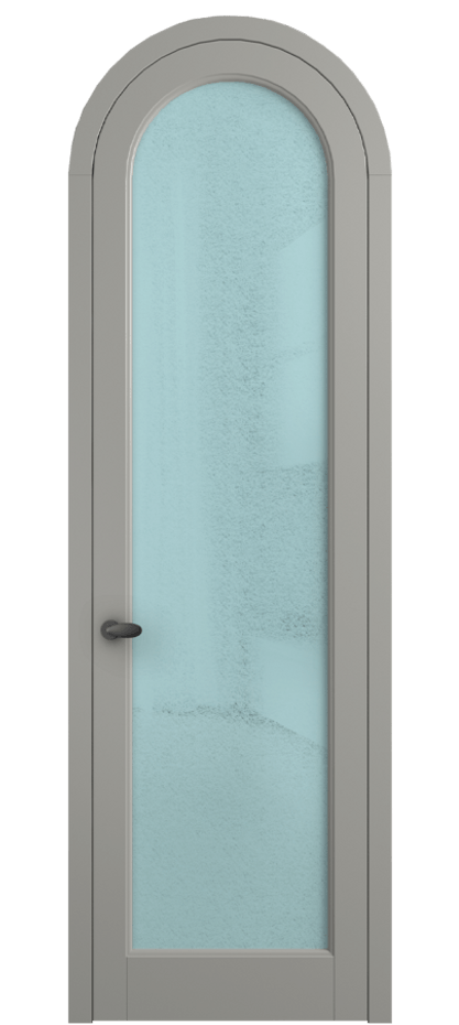 Межкомнатная дверь Палаццо 6814 Матовый нейтральный серый Фактурное голубое стекло "Лёд", триплекс Цена 991562 ₸ | Volhovec
