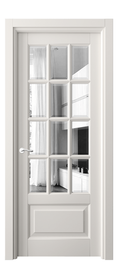 Межкомнатная дверь Lignum 0728 Бук пудровый белый Двустороннее зеркало с фацетом, триплекс Цена 777500 ₸ | Volhovec