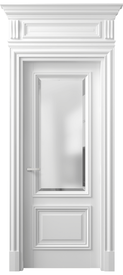 Межкомнатная дверь Антик 7302 Матовый белоснежный Сатинированное стекло с фацетом Цена 1227056 ₸ | Volhovec