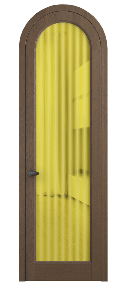 Межкомнатная дверь Палаццо 6814 Дуб туманный матовый Рифлёное желтое стекло "Дюна", триплекс Цена 1605358 ₸ | Volhovec