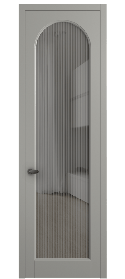 Межкомнатная дверь Палаццо 6804 Матовый нейтральный серый Рифлёное серое стекло "Мору", триплекс Цена 794019 ₸ | Volhovec