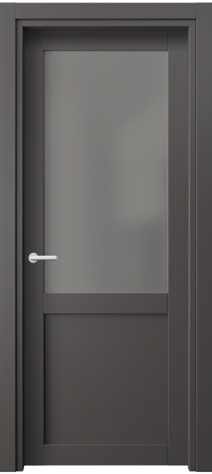 Межкомнатная дверь Нео 2122 ПЭТ графитовый Сатинированное серое стекло, триплекс Цена 86940 ₸ | Volhovec