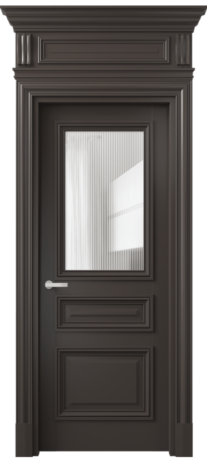 Межкомнатная дверь Антик 7304 Матовый антрацит Рифлёное стекло "Дюна", триплекс Цена 1274684 ₸ | Volhovec