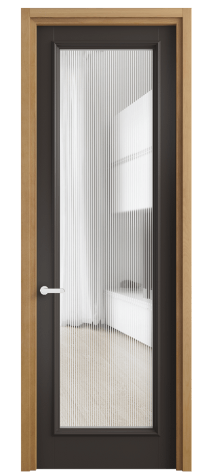 Межкомнатная дверь Шарм 6702 Матовый антрацит Рифлёное стекло "Дюна", триплекс Цена 804376 ₸ | Volhovec