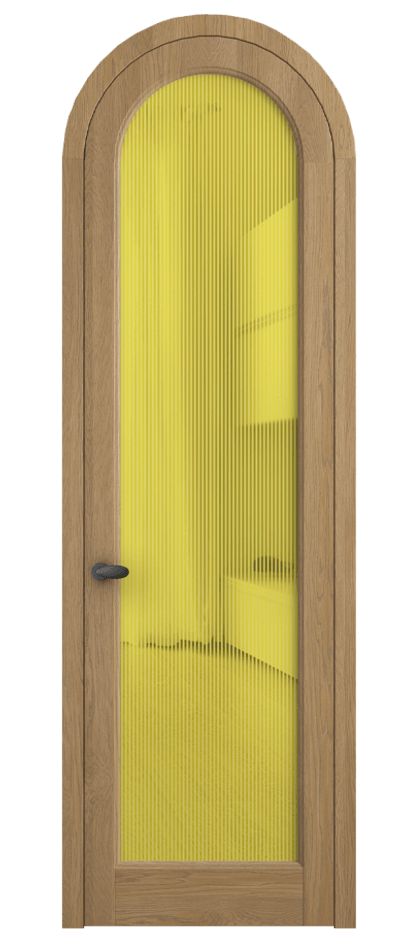 Межкомнатная дверь Палаццо 6814 Дуб пшеничный матовый Рифлёное желтое стекло "Дюна", триплекс Цена 1605358 ₸ | Volhovec