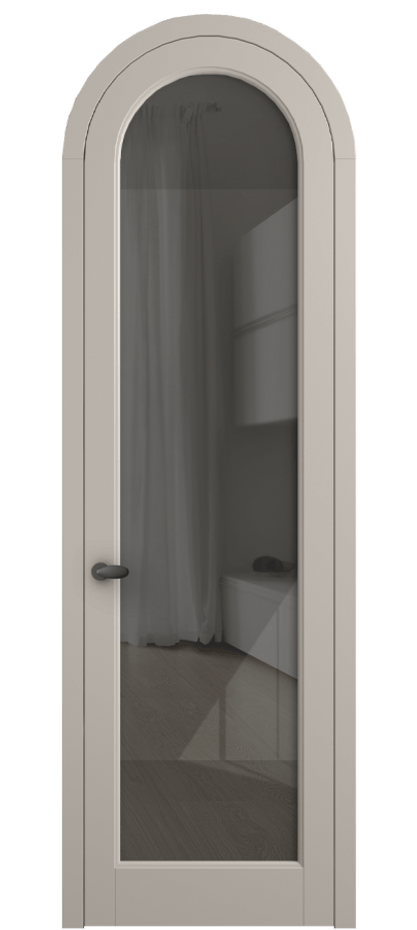 Межкомнатная дверь Палаццо 6814 Матовый светло-бежевый Рефлективное серое стекло "Стопсол", калёное Цена 1006682 ₸ | Volhovec