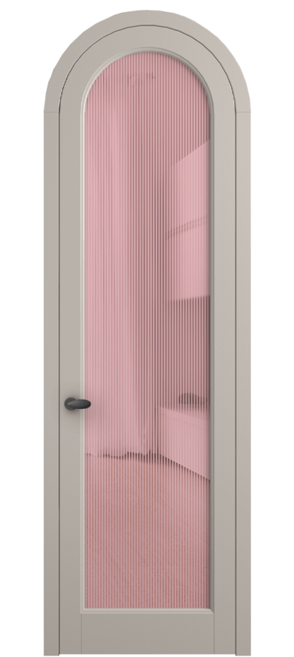 Межкомнатная дверь Палаццо 6814 Матовый светло-бежевый Рифлёное розовое стекло "Дюна", триплекс Цена 991562 ₸ | Volhovec