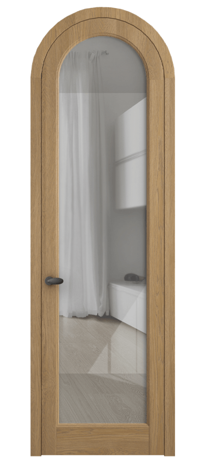 Межкомнатная дверь Палаццо 6814 Дуб пшеничный матовый Рефлективное прозрачное стекло "Стопсол", калёное Цена 1620478 ₸ | Volhovec