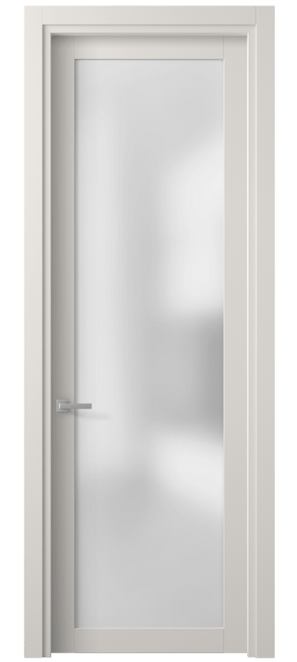 Межкомнатная дверь Планум 2102 Матовый пудровый белый Сатинированное стекло Цена 382528 ₸ | Volhovec
