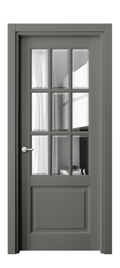 Межкомнатная дверь Тоскана Грильято 6312 Матовый классический серый Двустороннее зеркало с фацетом, триплекс Цена 898876 ₸ | Volhovec