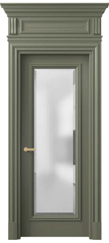 Межкомнатная дверь Антик 7300 Матовый оливковый тёмный Сатинированное стекло с фацетом Цена 1227056 ₸ | Volhovec