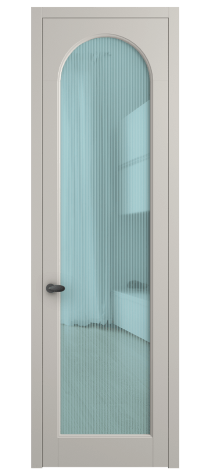 Межкомнатная дверь Палаццо 6804 Матовый облачно-серый Рифлёное голубое стекло "Moru", триплекс Цена 794019 ₸ | Volhovec