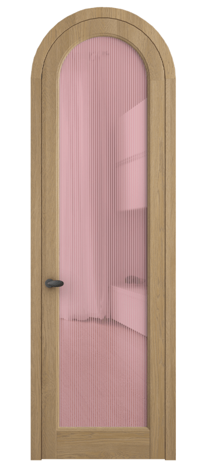 Межкомнатная дверь Палаццо 6814 Дуб соломенный матовый Рифлёное розовое стекло "Дюна", триплекс Цена 1605358 ₸ | Volhovec