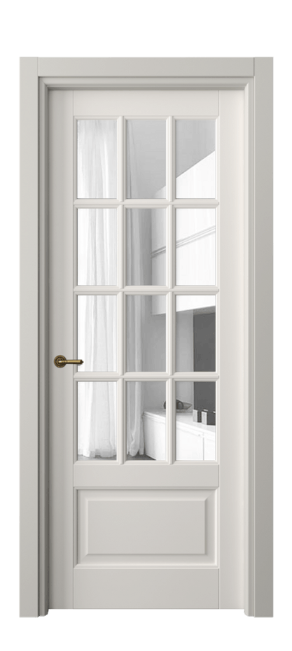 Межкомнатная дверь Toscana Grigliato 6313 Бук пудровый белый Прозрачное стекло Цена 712600 ₸ | Volhovec