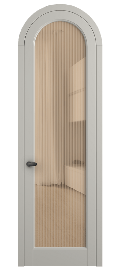 Межкомнатная дверь Палаццо 6814 Матовый тёплый серый Рифлёное оранжевое стекло "Moru", триплекс Цена 1006682 ₸ | Volhovec