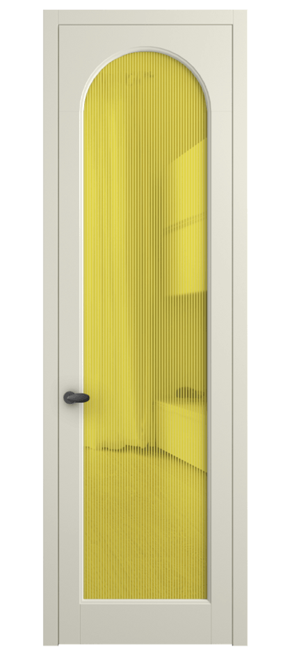 Межкомнатная дверь Palazzo 6804 Матовый молочно-белый Рифлёное желтое стекло "Дюна", триплекс Цена 642900 ₸ | Volhovec