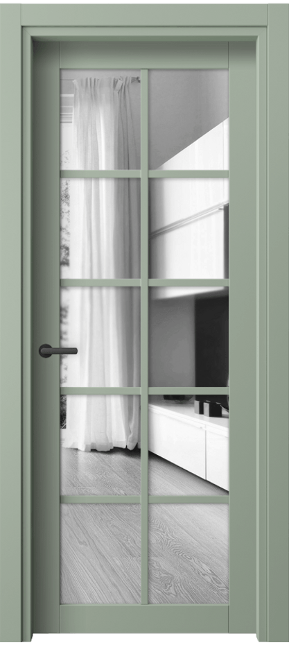 Межкомнатная дверь Neo// 2106 ПЭТ светло-оливковый Двустороннее зеркало, триплекс, 6 мм Цена 178210 ₸ | Volhovec