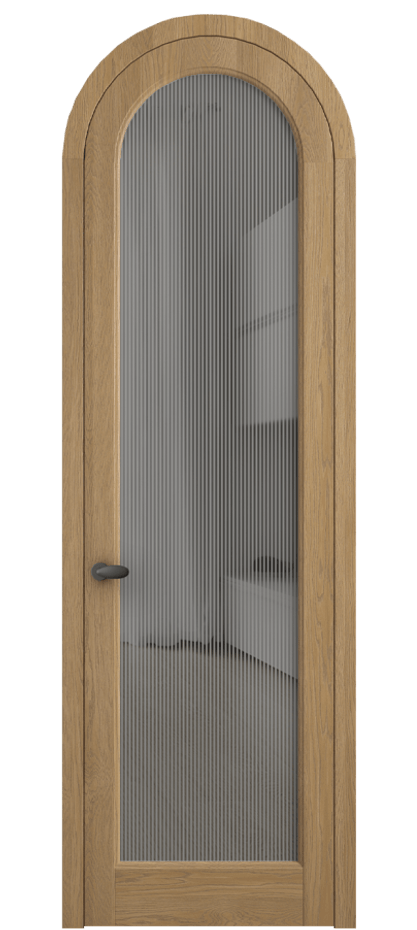 Межкомнатная дверь Палаццо 6814 Дуб пшеничный матовый Рифлёное серое стекло "Дюна", триплекс Цена 1605358 ₸ | Volhovec