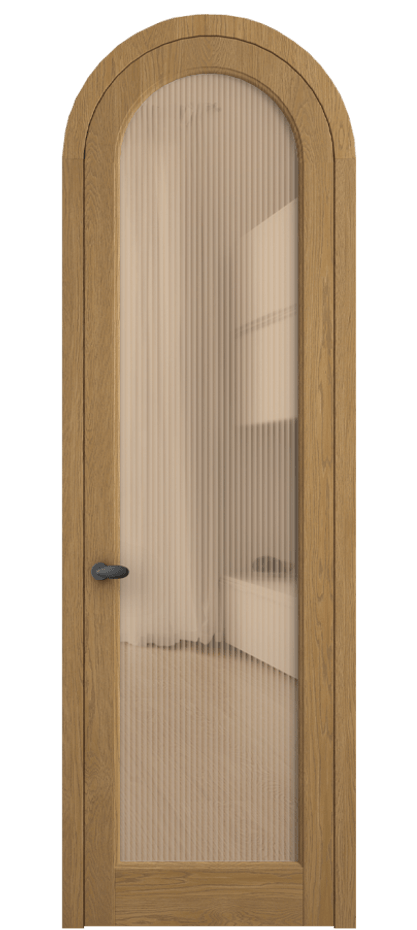 Межкомнатная дверь Палаццо 6814 Дуб солнечный матовый Рифлёное оранжевое стекло "Мору", триплекс Цена 1620478 ₸ | Volhovec