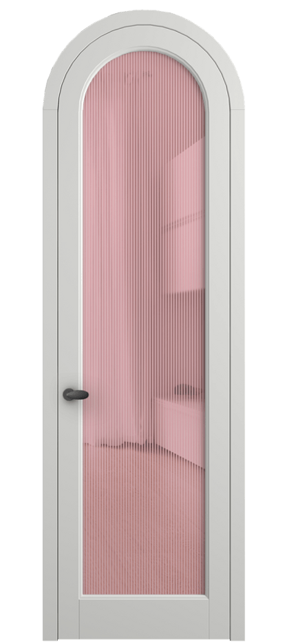 Межкомнатная дверь Палаццо 6814 Матовый светло-серый Рифлёное розовое стекло "Дюна", триплекс Цена 991562 ₸ | Volhovec