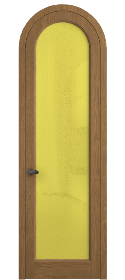 Межкомнатная дверь Palazzo 6814 Дуб пряный матовый Фактурное жёлтое стекло "Лёд", триплекс Цена 1325100 ₸ | Volhovec