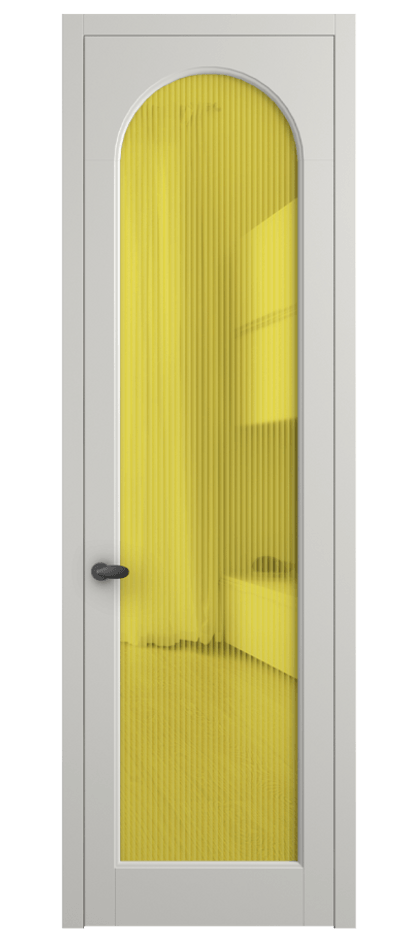 Межкомнатная дверь Палаццо 6804 Матовый серый Рифлёное жёлтое стекло "Moru", триплекс Цена 794019 ₸ | Volhovec