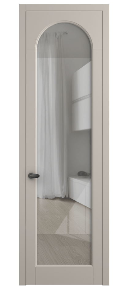 Межкомнатная дверь Палаццо 6804 Матовый светло-бежевый Рефлективное прозрачное стекло "Стопсол", калёное Цена 794019 ₸ | Volhovec