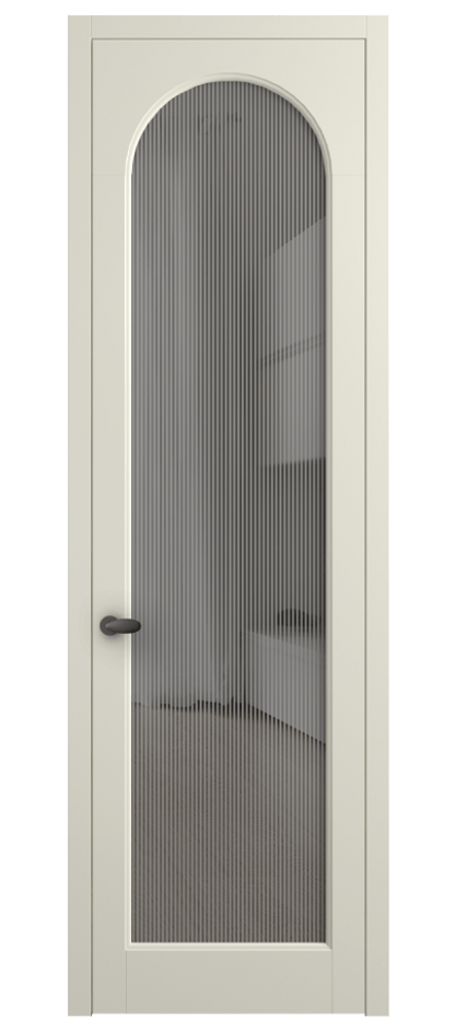 Межкомнатная дверь Палаццо 6804 Матовый молочно-белый Рифлёное серое стекло "Дюна", триплекс Цена 778899 ₸ | Volhovec