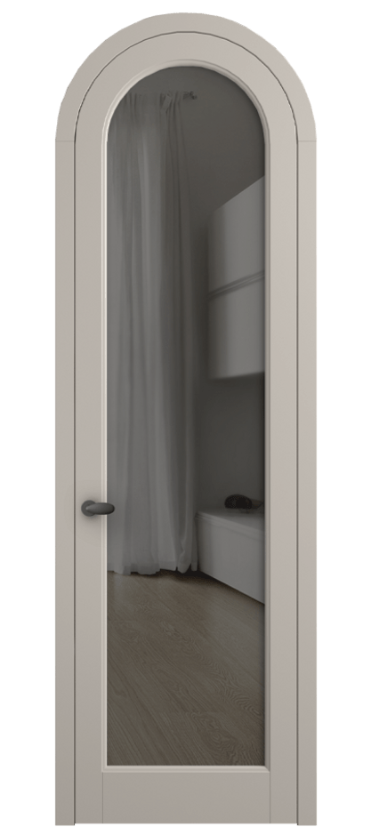 Межкомнатная дверь Палаццо 6814 Матовый светло-бежевый Прозрачное серое стекло, триплекс Цена 969638 ₸ | Volhovec