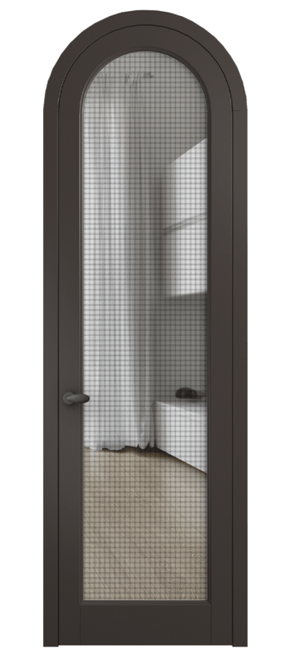 Межкомнатная дверь Palazzo 6814 Матовый антрацит Декоративное стекло с сеткой "Mesh silver", триплекс Цена 830900 ₸ | Volhovec
