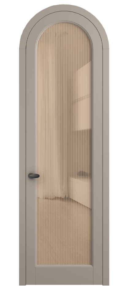 Межкомнатная дверь Палаццо 6814 Матовый бисквитный Рифлёное оранжевое стекло "Мору", триплекс Цена 1006682 ₸ | Volhovec