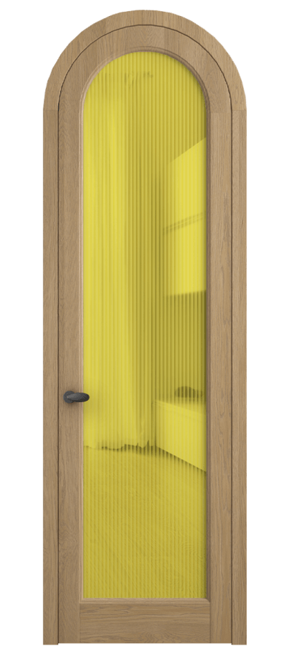 Межкомнатная дверь Палаццо 6814 Дуб соломенный матовый Рифлёное жёлтое стекло "Мору", триплекс Цена 1620478 ₸ | Volhovec