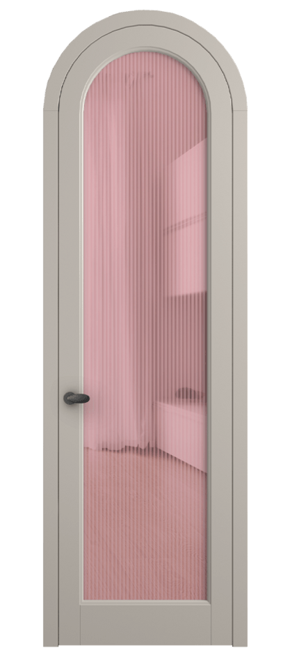 Межкомнатная дверь Палаццо 6814 Матовый светло-бежевый Рифлёное розовое стекло "Мору", триплекс Цена 1006682 ₸ | Volhovec
