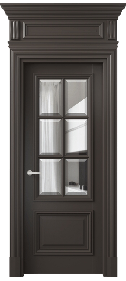 Дверь межкомнатная Антик 7312 Матовый антрацит Прозрачное стекло с фацетом КЭП + Объёмный фриз + Карниз МАН Цена 1373720 ₸ Наличники уже входят в базовый комплект. Фабрика дверей Волховец 8 (800) 551 43 19 Межкомнатная дверь Антик 7312 Матовый антрацит Прозрачное стекло с фацетом Цена 1373720 ₸ | Volhovec