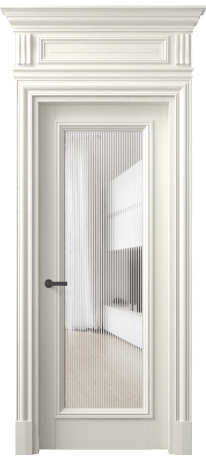 Межкомнатная дверь Антик 7300 Матовый жемчужный Рифлёное стекло "Дюна", триплекс Цена 1274684 ₸ | Volhovec