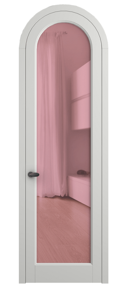 Межкомнатная дверь Палаццо 6814 Матовый светло-серый Прозрачное розовое стекло, триплекс Цена 946202 ₸ | Volhovec