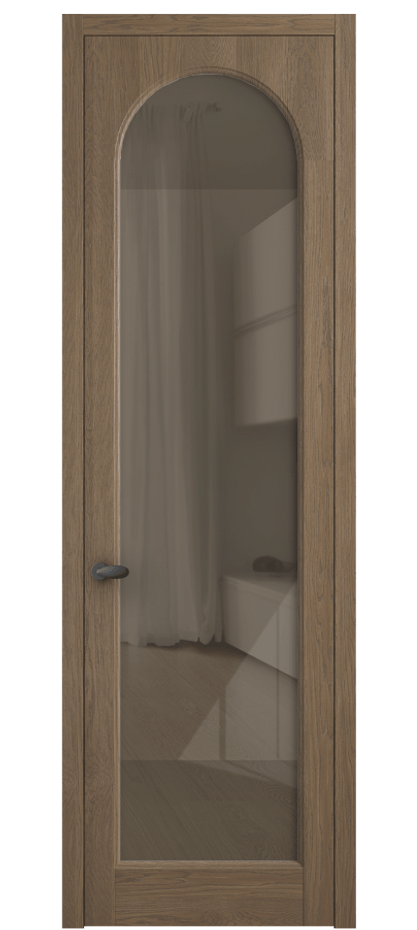 Межкомнатная дверь Палаццо 6804 Дуб джутовый матовый Рефлективное бронзовое стекло "Стопсол", калёное Цена 1181091 ₸ | Volhovec