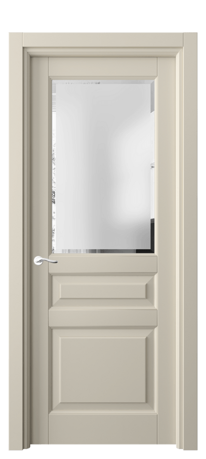 Межкомнатная дверь Лигнум 0710 Матовый бежево-серый Сатинированное стекло с фацетом Цена 764308 ₸ | Volhovec