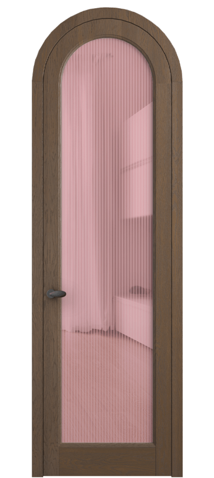 Межкомнатная дверь Палаццо 6814 Дуб туманный матовый Рифлёное розовое стекло "Moru", триплекс Цена 1620478 ₸ | Volhovec