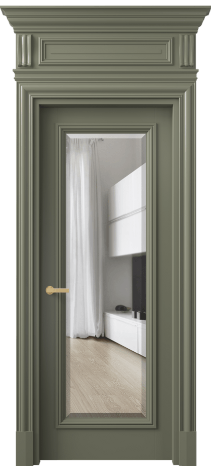 Межкомнатная дверь Антик 7300 Матовый оливковый тёмный Прозрачное стекло с фацетом Цена 1227056 ₸ | Volhovec