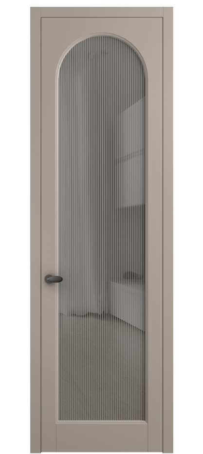 Межкомнатная дверь Палаццо 6804 Матовый бисквитный Рифлёное серое стекло "Дюна", триплекс Цена 778899 ₸ | Volhovec