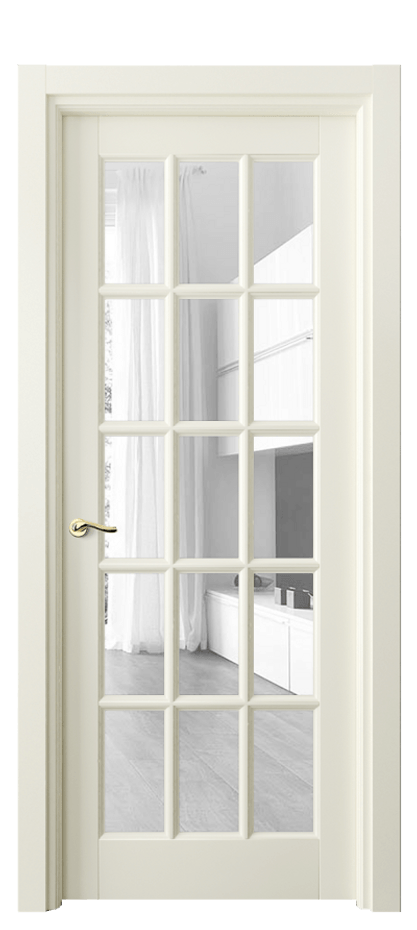 Межкомнатная дверь Лигнум 0708 Матовый молочно-белый Прозрачное стекло Цена 871660 ₸ | Volhovec