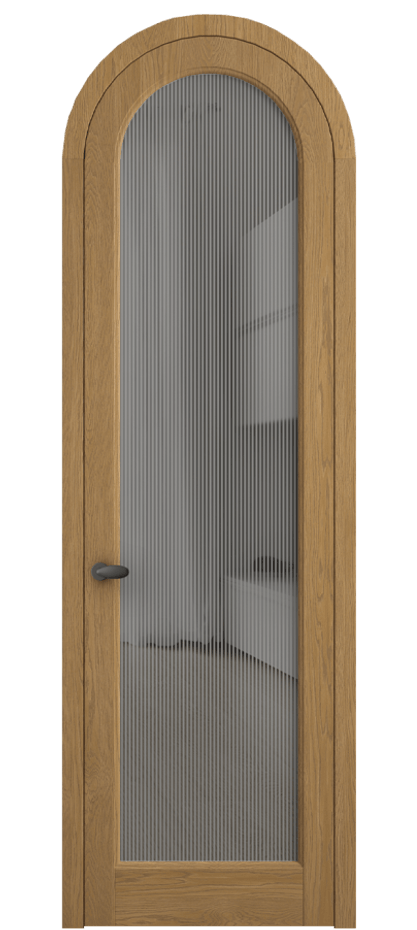 Межкомнатная дверь Палаццо 6814 Дуб солнечный матовый Рифлёное серое стекло "Дюна", триплекс Цена 1605358 ₸ | Volhovec