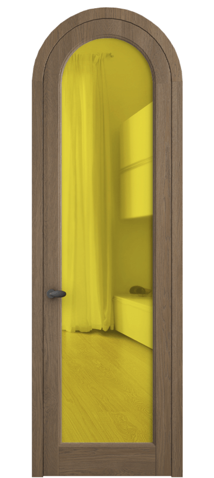 Межкомнатная дверь Palazzo 6814 Дуб джутовый матовый Прозрачное жёлтое стекло, триплекс, 6мм Цена 1211400 ₸ | Volhovec
