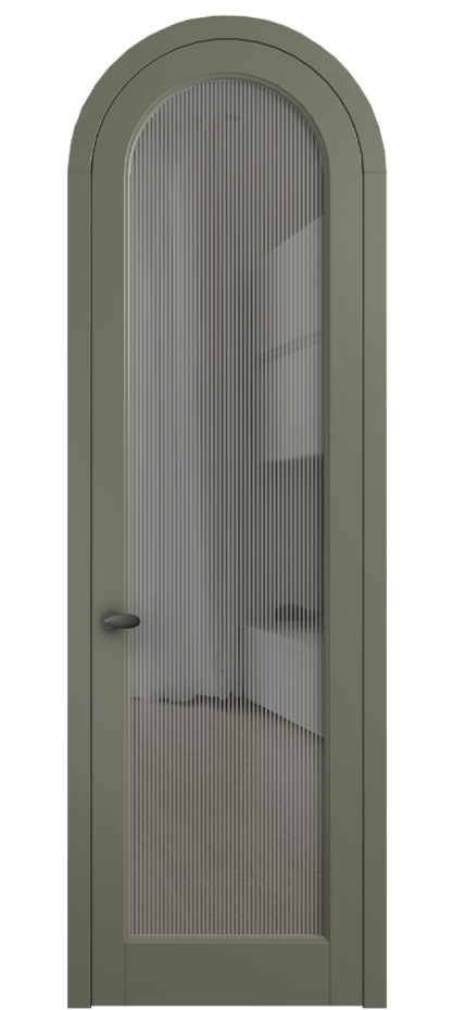 Межкомнатная дверь Palazzo 6814 Матовый оливковый тёмный Рифлёное серое стекло "Дюна", триплекс Цена 818400 ₸ | Volhovec