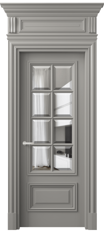 Межкомнатная дверь Антик 7316 Матовый нейтральный серый Прозрачное стекло с фацетом Цена 1373720 ₸ | Volhovec