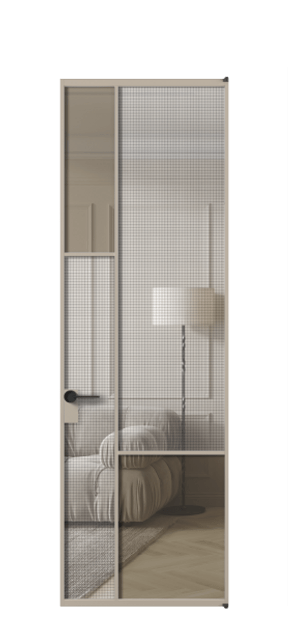Межкомнатная дверь Mosaic АЛПЛ041.13 Алюминий бисквитный Mesh silver + Бронза прозрачное триплекс Цена 943050 #CURRENCY# | Volhovec