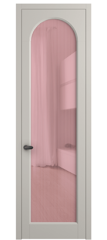 Межкомнатная дверь Palazzo 6804 Матовый облачно-серый Рифлёное розовое стекло "Moru", триплекс Цена 655400 ₸ | Volhovec