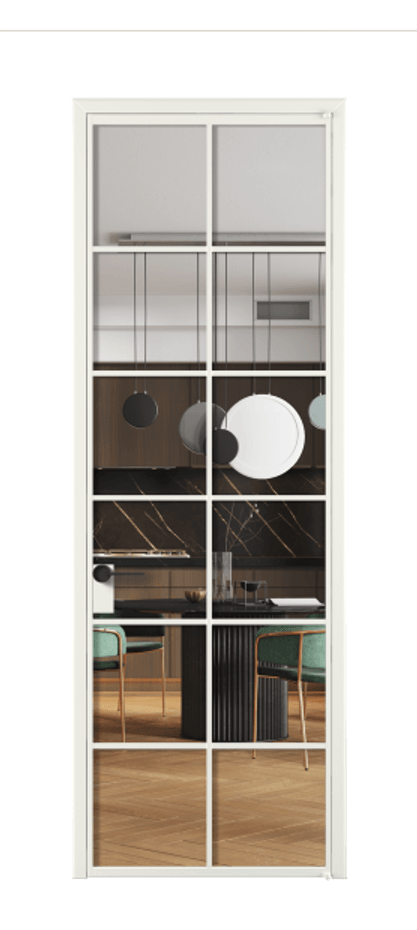 Алюминиевая дверь АЛПЛ040.05 Алюминий светло-серый Прозрачное стекло "Crystal Vision", калёное, 6 мм Цена 786860  | Volhovec