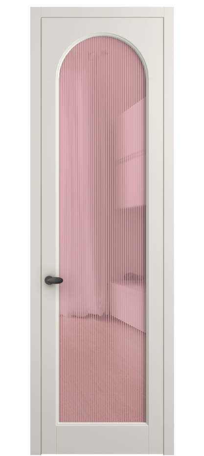 Межкомнатная дверь Палаццо 6804 Матовый жемчужный Рифлёное розовое стекло "Дюна", триплекс Цена 778899 ₸ | Volhovec
